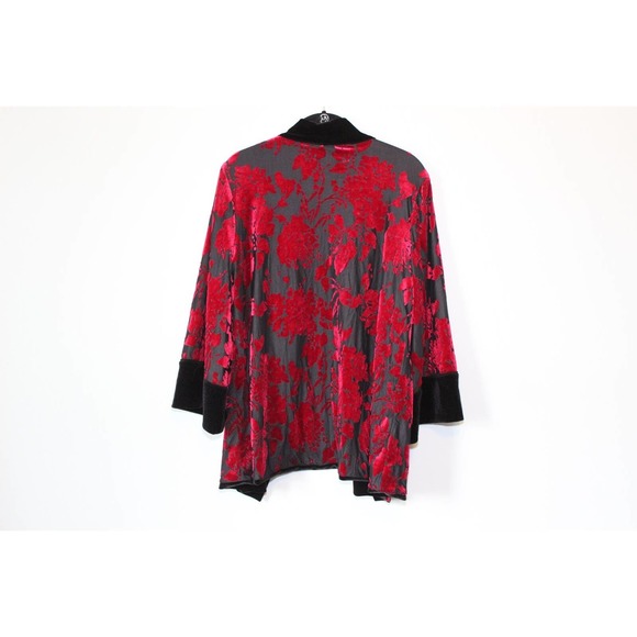 Chico's Travelers Collection Reversible Black To Red Velvet Jacket 1 8/10 H13887 - Picture 9 of 12